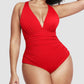 Sexy Damen Badeanzug mit Raffung, tiefem V-Ausschnitt und Shaping-Effekt