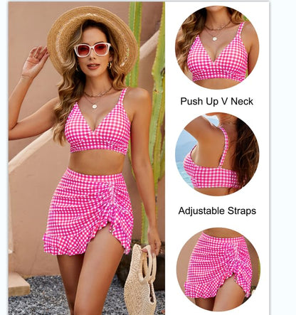 👙2025 Neuer Typ 50 % RABATT💥Bikini-Sets mit hoher Taille für Damen, Bauchkontrolle, Gingham