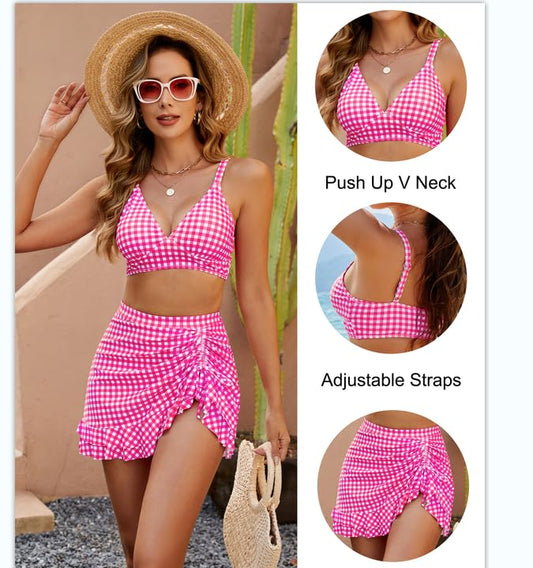 👙2025 Neuer Typ 50 % RABATT💥Bikini-Sets mit hoher Taille für Damen, Bauchkontrolle, Gingham