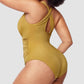 Sexy Damen Badeanzug mit Raffung, tiefem V-Ausschnitt und Shaping-Effekt