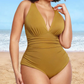 Sexy Damen Badeanzug mit Raffung, tiefem V-Ausschnitt und Shaping-Effekt