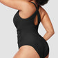 Sexy Damen Badeanzug mit Raffung, tiefem V-Ausschnitt und Shaping-Effekt
