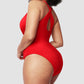 Sexy Damen Badeanzug mit Raffung, tiefem V-Ausschnitt und Shaping-Effekt