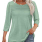 Damen T-Shirt mit Faltendetails und 3/4-Ärmeln im lässigen Stil🌞