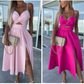 Damen Spaghettiträger Kleid mit hohem Schlitz