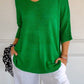 Unifarbenes gestricktes Top mit V-Ausschnitt