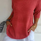 Unifarbenes gestricktes Top mit V-Ausschnitt