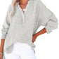 🔥Sonderpreis dieser Woche🔥Lässige Damen-Langarmshirts mit Knopfleiste und V-Ausschnitt, übergroße, einfarbige Blusen