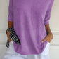 Unifarbenes gestricktes Top mit V-Ausschnitt