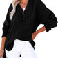 🔥Sonderpreis dieser Woche🔥Lässige Damen-Langarmshirts mit Knopfleiste und V-Ausschnitt, übergroße, einfarbige Blusen