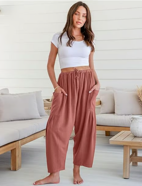 💥Diese Woche zum Sonderpreis🎁☀️Damen-Leinenhosen mit weitem Bein und Taschen