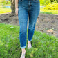 Bauchfreie Slim Fit Jeans mit Bündchen