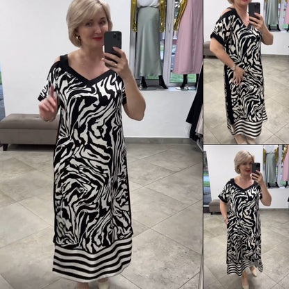 Off-Shoulder V-Ausschnitt Modisches Atmungsaktives Kleid