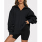 💖Sweatshirt mit überschnittenen Schultern und Reißverschluss für Damen