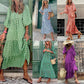 🌸Frühjahrsangebote🌸Elegantes Boho-Maxi-Kleid mit Puffärmeln und Blumenmuster für Damen