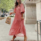 🌸Frühjahrsangebote🌸Elegantes Boho-Maxi-Kleid mit Puffärmeln und Blumenmuster für Damen