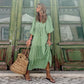 🌸Frühjahrsangebote🌸Elegantes Boho-Maxi-Kleid mit Puffärmeln und Blumenmuster für Damen
