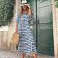 🌸Frühjahrsangebote🌸Elegantes Boho-Maxi-Kleid mit Puffärmeln und Blumenmuster für Damen