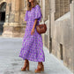 🌸Frühjahrsangebote🌸Elegantes Boho-Maxi-Kleid mit Puffärmeln und Blumenmuster für Damen