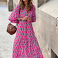 🌸Frühjahrsangebote🌸Elegantes Boho-Maxi-Kleid mit Puffärmeln und Blumenmuster für Damen