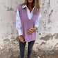 Damen sagen lässige V-Ausschnitt Strickpullover Weste
