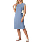 Lockeres Midikleid mit Rundhalsausschnitt und Schlitz und Taschen für Damen
