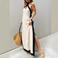 Rückenfreies Neckholder-Maxikleid mit Schlitz für Damen