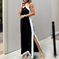 Rückenfreies Neckholder-Maxikleid mit Schlitz für Damen