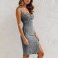 🌷Frühling Vorverkauf 49% Rabatt🍃Denim U-Ausschnitt Neckholder-Kleid mit Schlitz und verstellbaren Schulterträgern