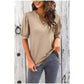 Damen V-Ausschnitt Lässiges Puff Kurzarm Top Elegantes T-Shirt