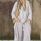 Damen Sommer Lockeres 2-teiliges Set mit V-Ausschnitt und Tasche