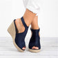 Damen-Sandalen mit Knöchelriemen und Keilabsatz