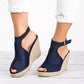 Damen-Sandalen mit Knöchelriemen und Keilabsatz