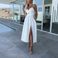 Damen Spaghettiträger Kleid mit hohem Schlitz