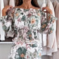 🌷❤️‍🔥Zweiteiliges Set mit Blumenmuster: Off-Shoulder-Bluse & Maxirock