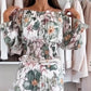 🌷❤️‍🔥Zweiteiliges Set mit Blumenmuster: Off-Shoulder-Bluse & Maxirock