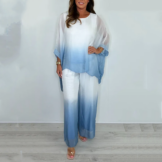 Lockeres, fließendes Oberteil und Hose im Dip-Dye-Mix-Look