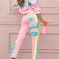 Zweiteiliges Sweatshirt- und Jogginghosen-Set mit buntem Aufdruck für Damen