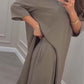 🔥2-teiliges einfarbiges Set aus unregelmäßigem Oberteil und Hose mit weitem Bein🔥