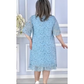 Damen Blumenkleid mit lockerer Passform, kurzen Ärmeln und Wellenkante