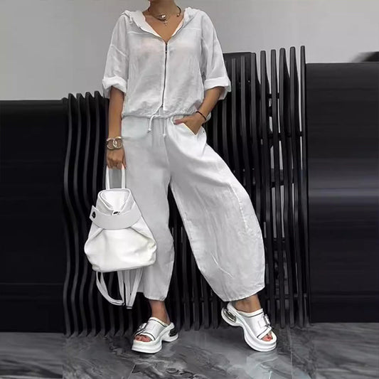 Damen-Casual-Top & Hosen 2-teiliger Set