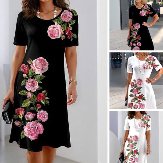 Rose Bloom Short Sleeve Dress
