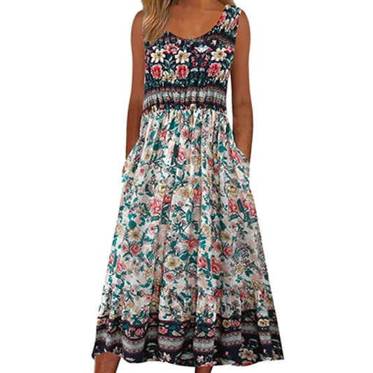 Ärmelloses Kleid mit Blumendruck für Damen