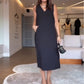 Damen elegantes ärmelloses Kleid in Schwarz