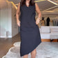Damen elegantes ärmelloses Kleid in Schwarz