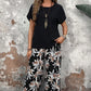 🌸 Lässiges Damen-Set mit weiten Hosen und kurzärmligem Oberteil mit Blumenmuster