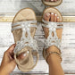 🔥Sommer-Schnäppchen - Schicke flache Sandalen mit Blumen-Strass