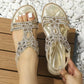 🔥Sommer-Schnäppchen - Schicke flache Sandalen mit Blumen-Strass