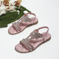 🔥Sommer-Schnäppchen - Schicke flache Sandalen mit Blumen-Strass