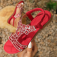 🔥Sommer-Schnäppchen - Schicke flache Sandalen mit Blumen-Strass
